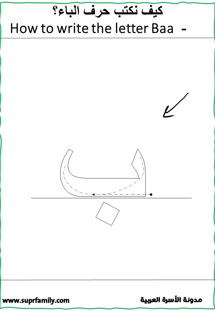 Worksheets for the Arabic Letter "Ba" for Preschoolers