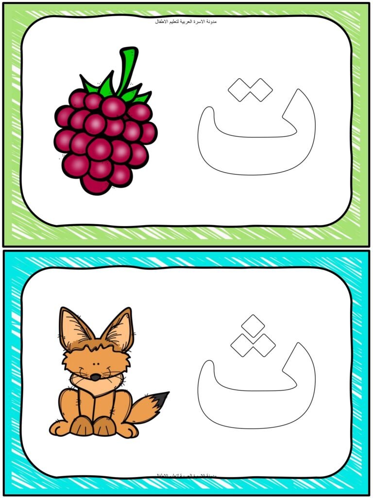 Arabic Alphabet Coloring Cards PDF