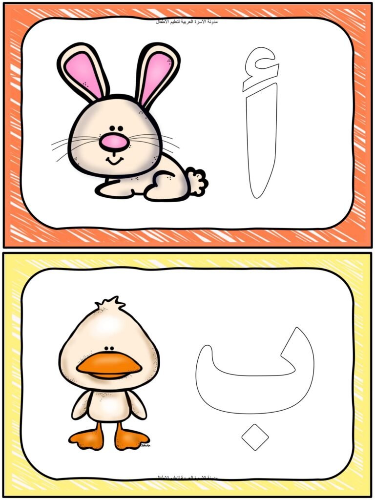 Arabic Alphabet Coloring Cards PDF