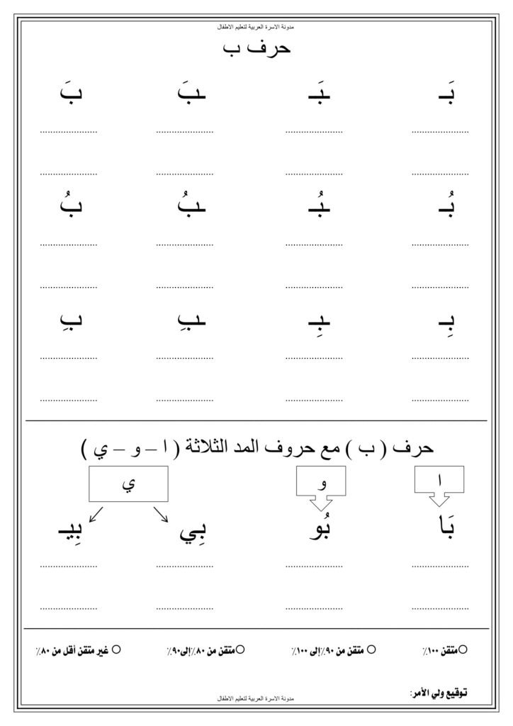 Arabic Alphabet Handwriting Exercises PDF
