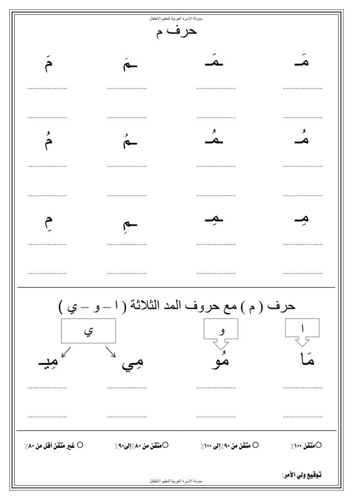 Arabic Alphabet Handwriting Exercises PDF