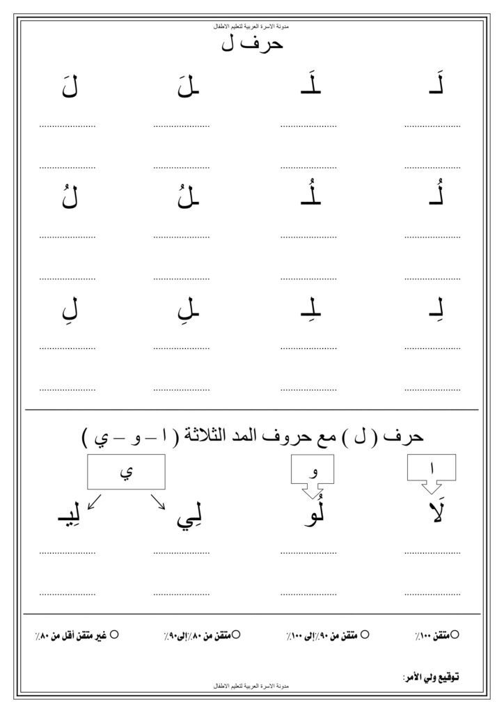 Arabic Alphabet Handwriting Exercises PDF