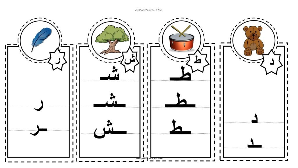 Arabic Letter Forms Flashcards for Kindergarten