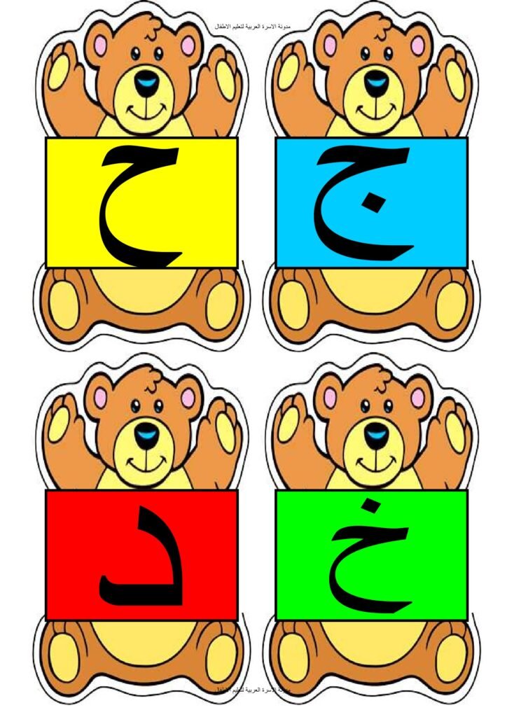 Teddy Bear Arabic Alphabet Cards PDF
