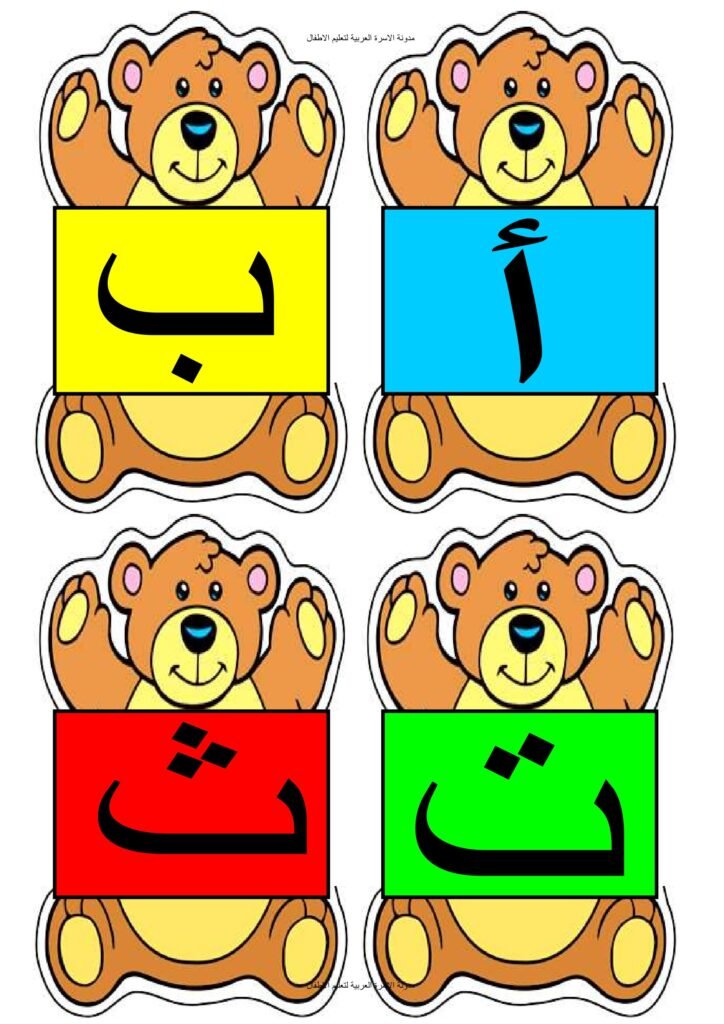 Teddy Bear Arabic Alphabet Cards PDF